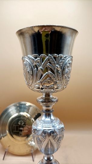 Marian baroc chalice all in silver Angels XIXthc.