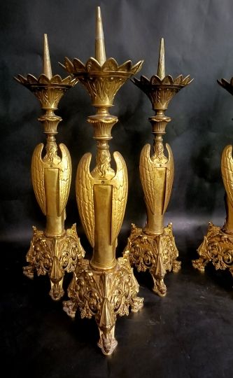 6 porte-cera archangeli bronzo dorato meta 800