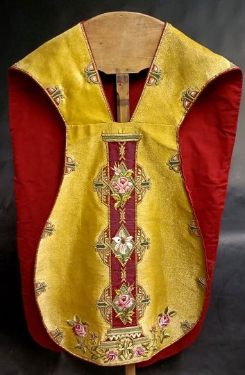 Gold chasuble complete set hand made embroideries