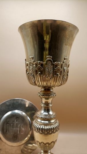 Grande calice argento dorato patena originale Parigi 1770
