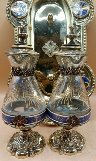 Cruets set in brass very enamelded circa 1880