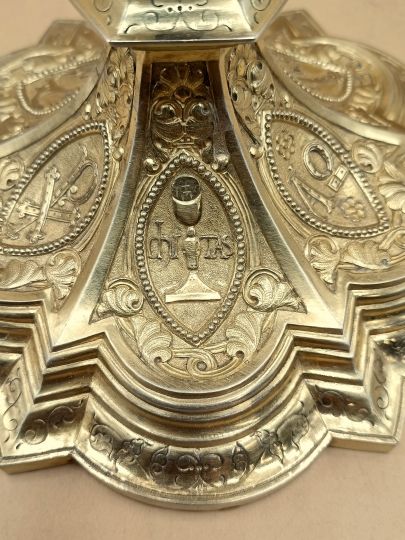 Calice neogothico argento dorato fine 800
