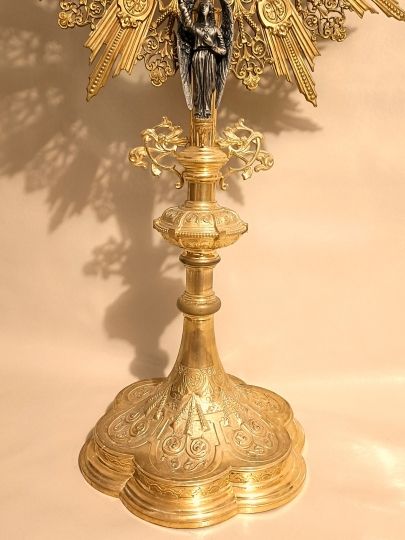 Monstrance of St Michael , brass gilted , neogothic