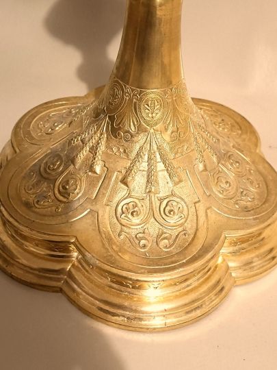 Monstrance of St Michael , brass gilted , neogothic