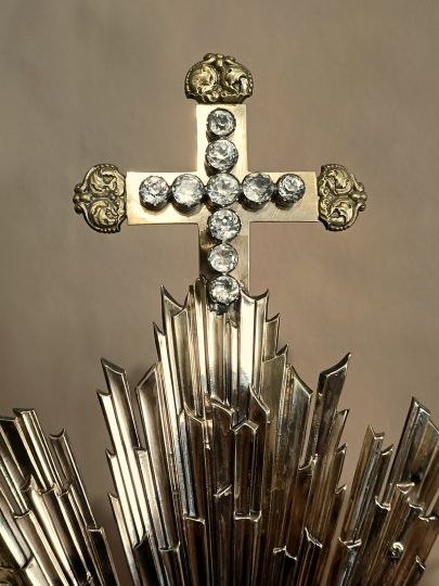 Grande ostensorio di San Michaele 90 cm argento dorato