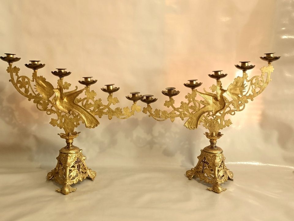 Pair of candelabras bronze gilt