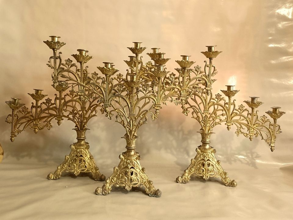 Pair of altar candelabras with crescent XIXth c.