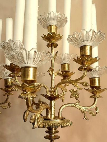 Paire de candelabres anges , bronze doré fin XIX°