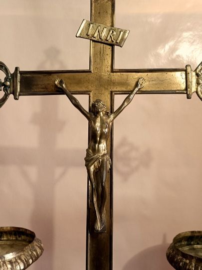 Set of candlesticks with altar cross XVIIIth century