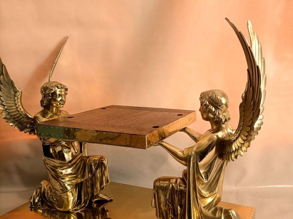 Huge Thabor with angels in bronze , XIXth c CHERTIER