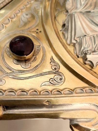 Ostensorio neogothico argento dorato , 2 toni , André FAVIER