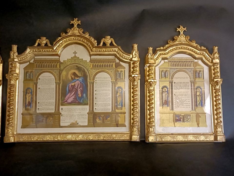 Grande set di carte Glorie legno dorato meta 800