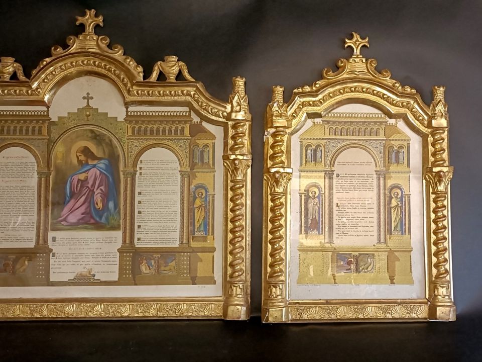 Grande set di carte Glorie legno dorato meta 800