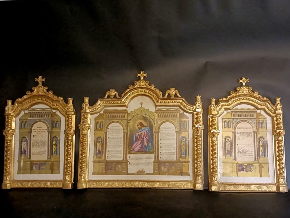 Set of altar cards wood gilted , big size XIXth c.