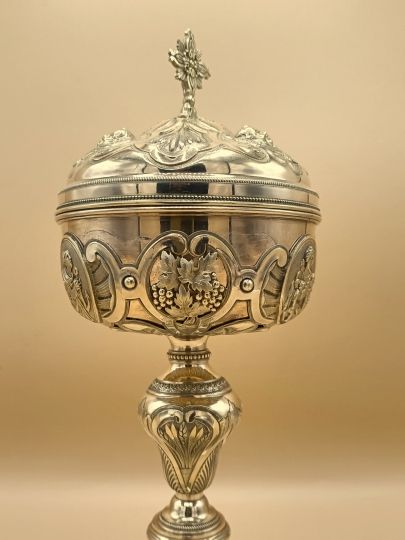Pisside stile barocco argento dorato meta 800