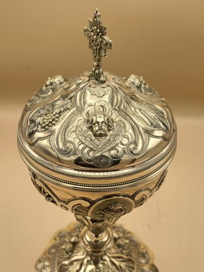 Pisside stile barocco argento dorato meta 800