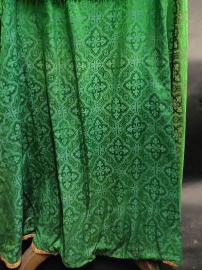 Green cope silk damasked Cornely embroideries