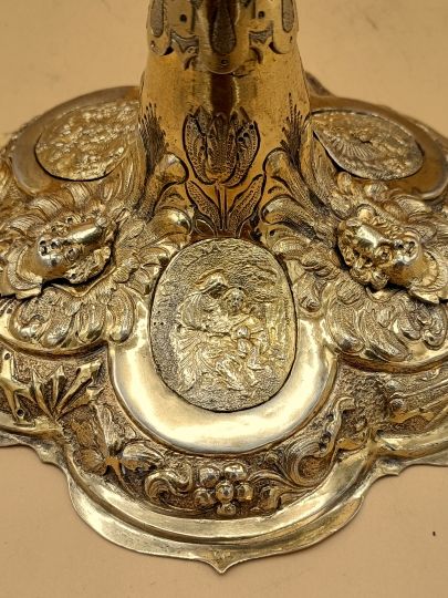 Eccezionale e grande calice barocco Mariana, argento dorato primi a meta 700
