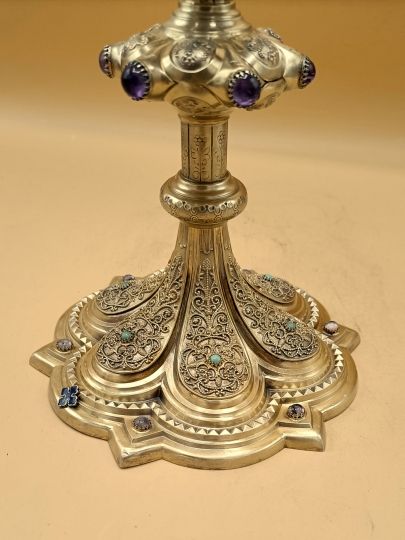Neogothic chalice sterling silver circa 1880 , stones and filigree