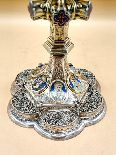 High ciborium in silver enamels and filigree  37.5 cm circa 1880