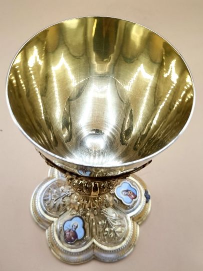 Calice argento dorato , smalti fine 800 Auguste Cabaret