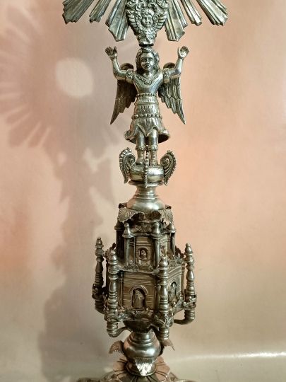 Ostensorio di San michaele in argento primi 700 Spania per le colonie americane