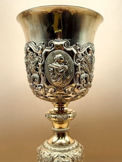 Big baroc chalice 33 cm sterling silver circa 1880