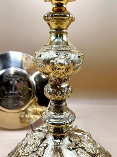 Baroc chalice 32 cm engraved of the initials of Louis Napoleon