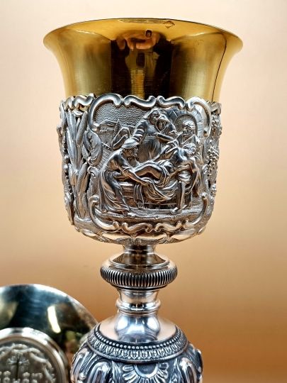 High rich chalice 32 cm J.B. Garnier circa 1850 silver