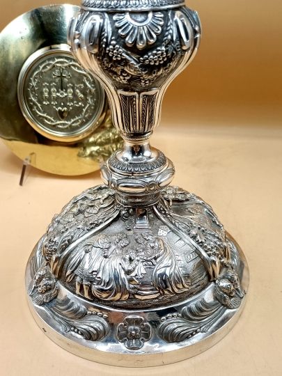High rich chalice 32 cm J.B. Garnier circa 1850 silver