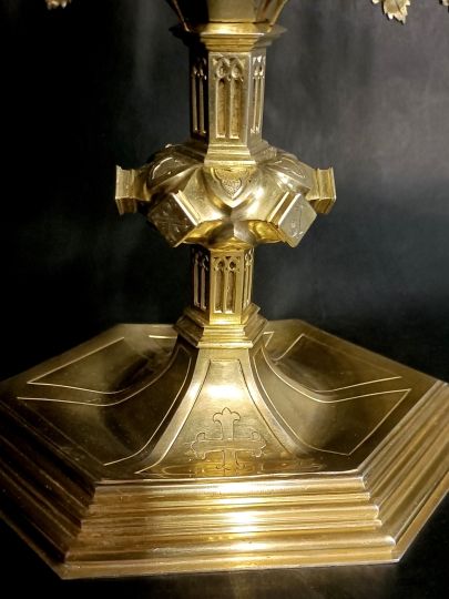 Ostensorio argento dorato stile gothico Belgia fine 800