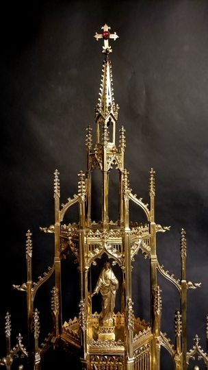 Silver gilt gothic monstrance circa 1900