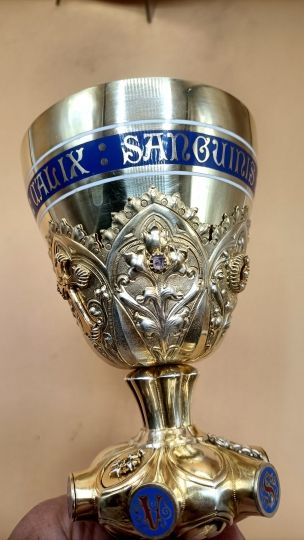 Neogothic chalice sterling silver Carmel Déchaux , Gold jewellery , diamonds