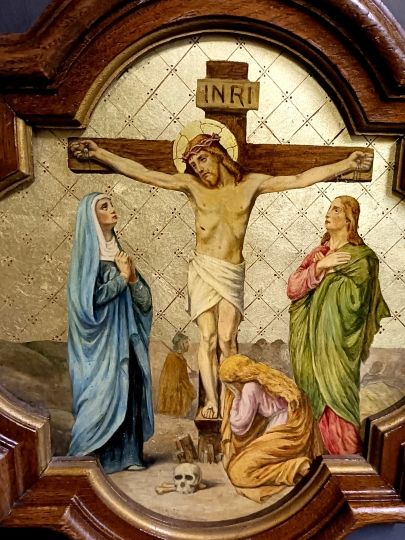 Superb way of the cross , 14 stations , Painted on copper circa 1890