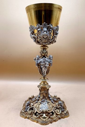 Italian chalice sterling silver XIXth c. Reproduction of the chalice of St Pie II Pope