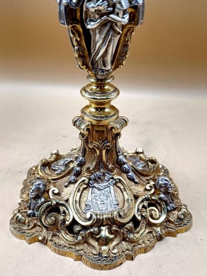 Calice italien XIX° vermeil , reproduction du calice du pape St Pie II