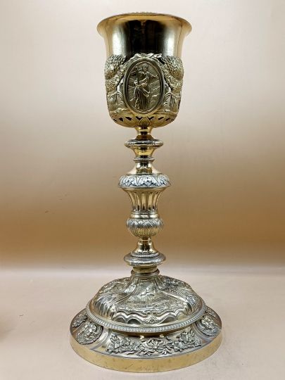 Calice baroco , grande modelo , argento dorato , primi 800