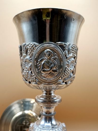 Marian baroc chalice all in silver Angels XIXthc.