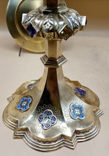 Neogothic chalice , sterling silver , semi-precious stones CHERTIER