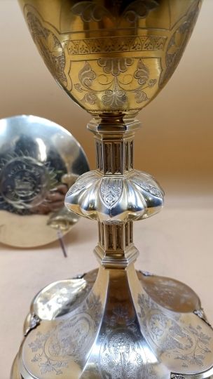 Neogothic chalice sterling silver gilt , circa 1880