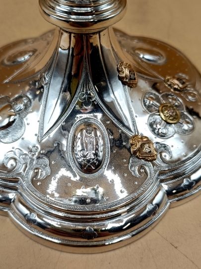 Neogothic chalice , silver , gold jewellery , circa 1900