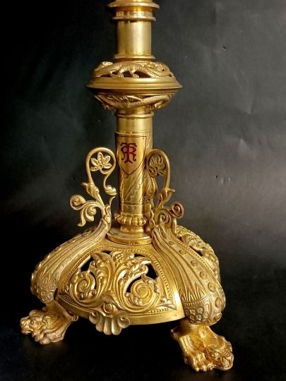 Neogothic monstrance in brass gilt circa 1900
