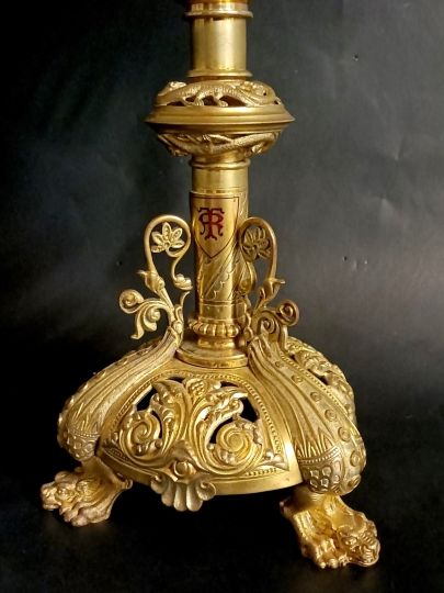 Neogothic monstrance in brass gilt circa 1900