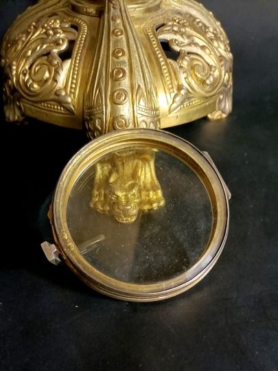 Ostensorio neogothico , bronzo dorato , epoca 1900