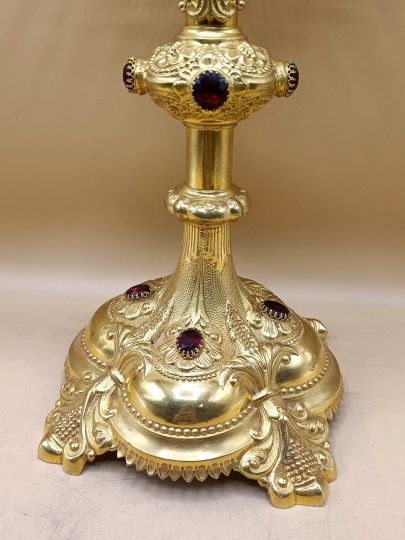 Neogothic monstrance enamels , brass gilt